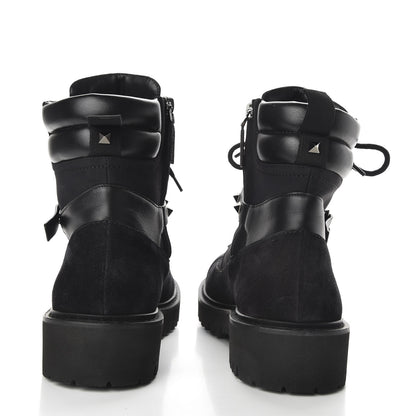 Valentino Garavani Suede Cap Toe Rockstud Combat Boots 40.5 Black 7 of 10
