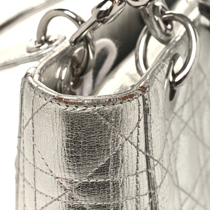 Christian Dior Metallic Grained Calfskin Cannage Small Lucky Badges My Lady Dior Silver 16 of 18