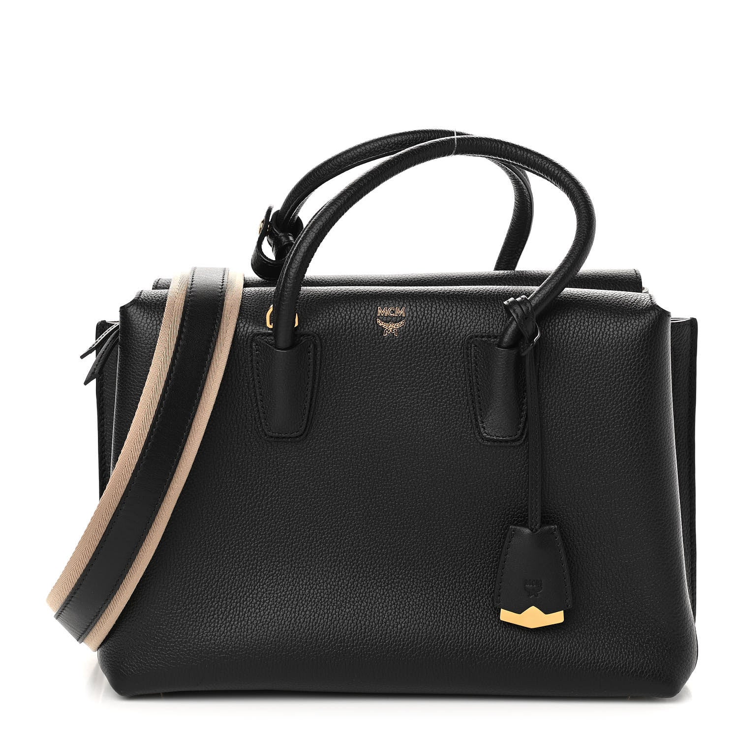 MCM Grained Calfskin Medium Milla Tote Black 1 of 11