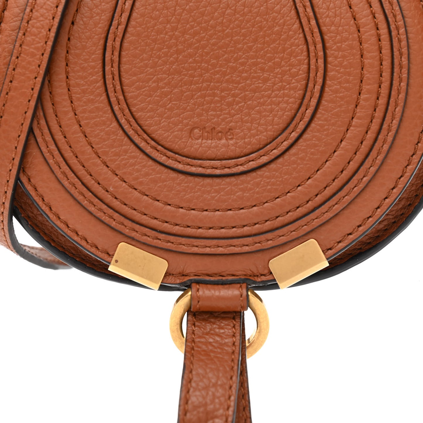 Calfskin Mini Marcie Round Crossbody Bag Tan