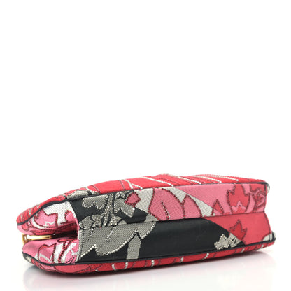 Judith Leiber Satin Crystal Embroidered Clutch Red Black 4 of 9