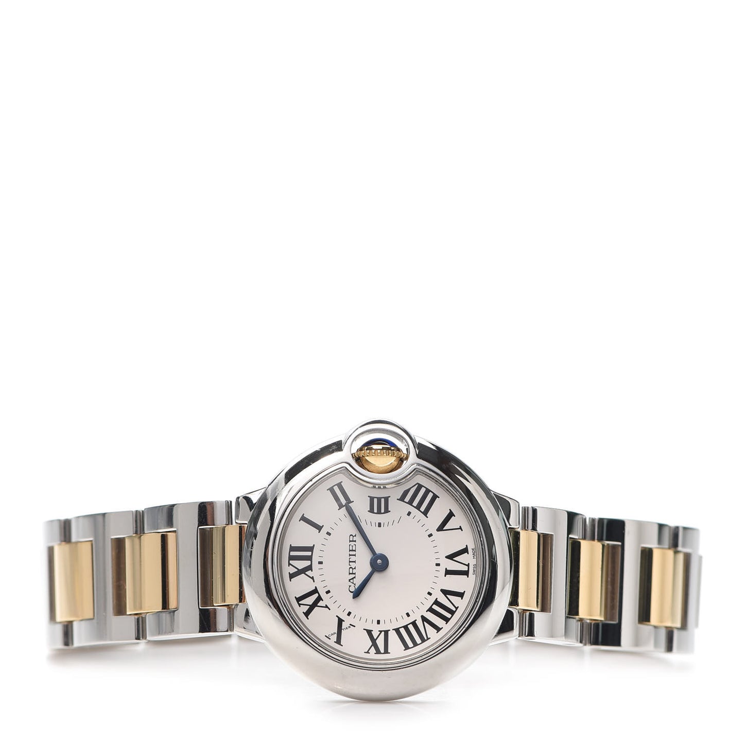 Stainless Steel 18K Yellow Gold 28mm Ballon Bleu De Cartier Quartz Watch