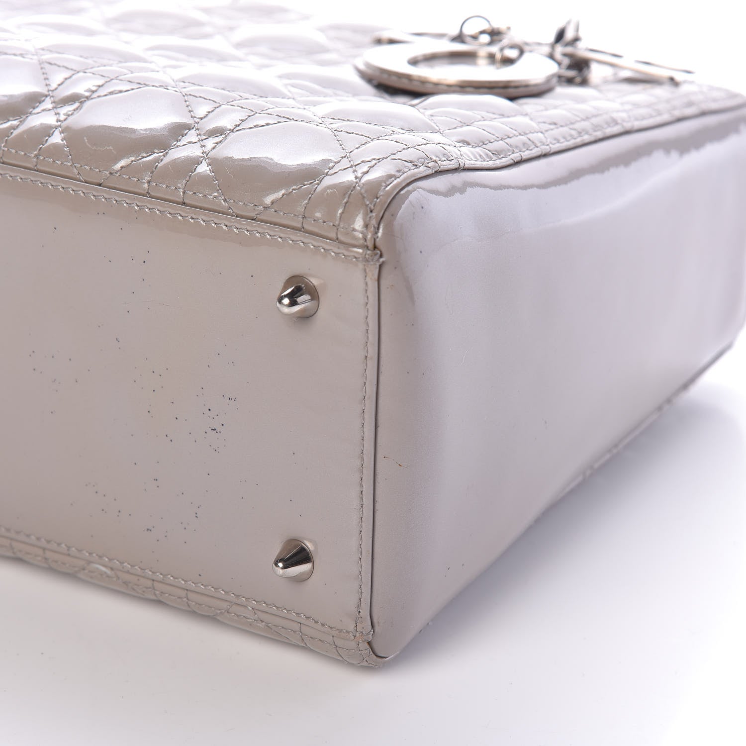 Christian Dior Pearlized Patent Cannage Medium Lady Dior Grey 9 of 9