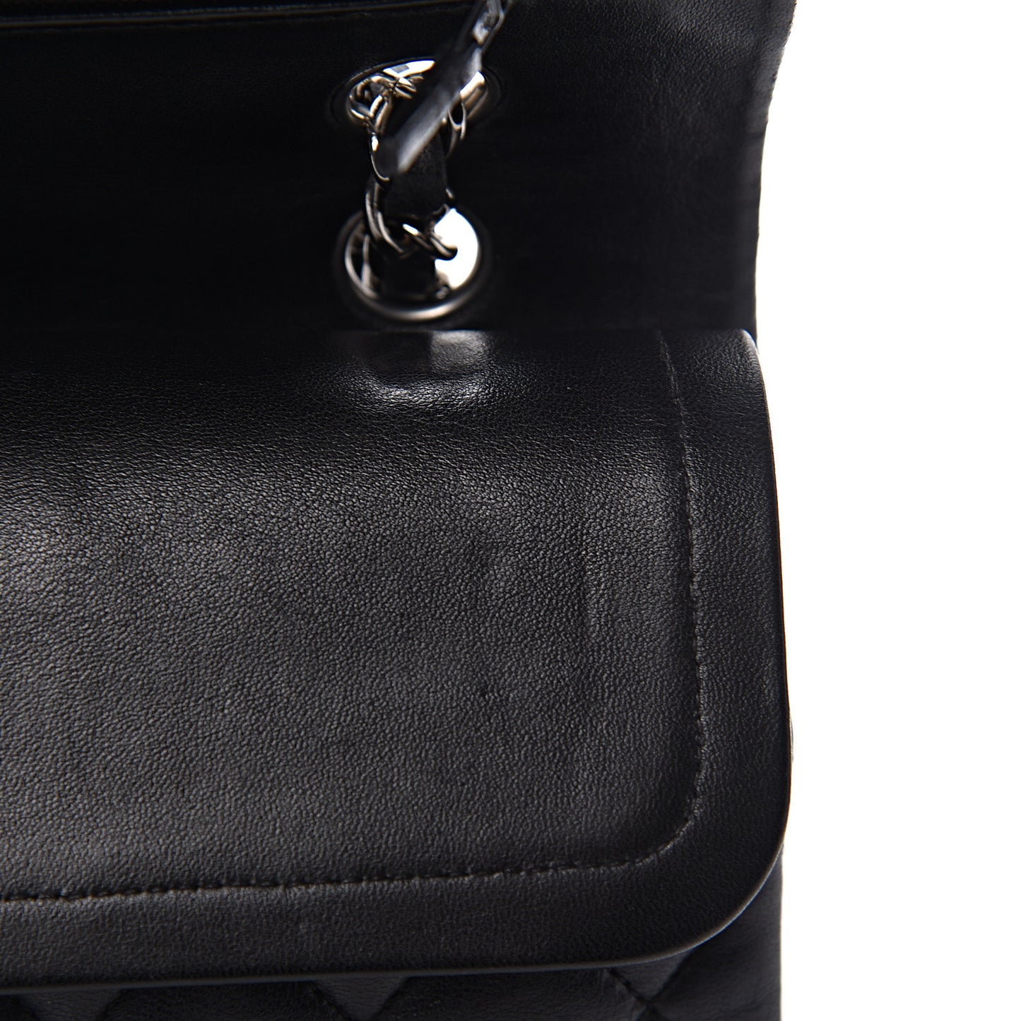 Lambskin Quilted Medium Double Flap Black