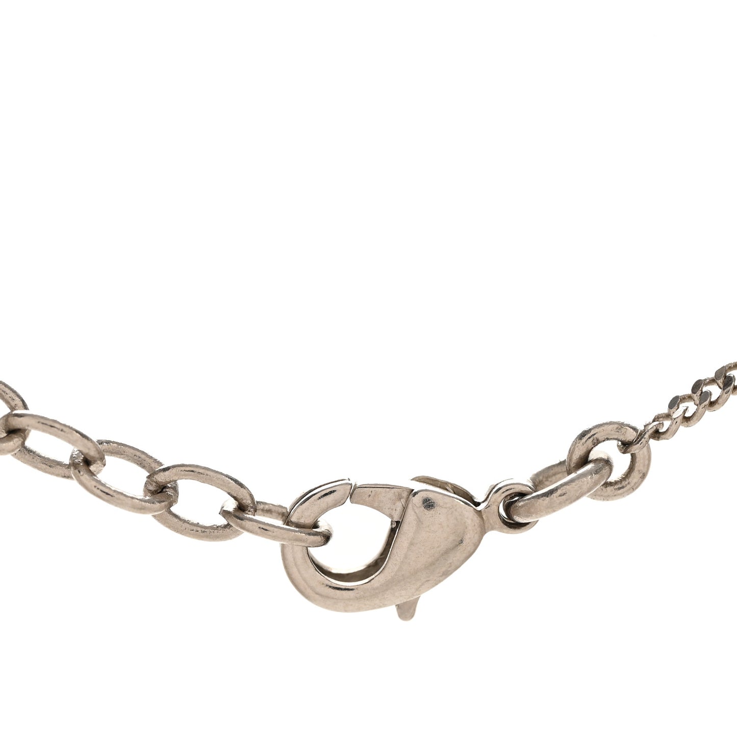 Crystal Resin CC Bow Drop Necklace Silver