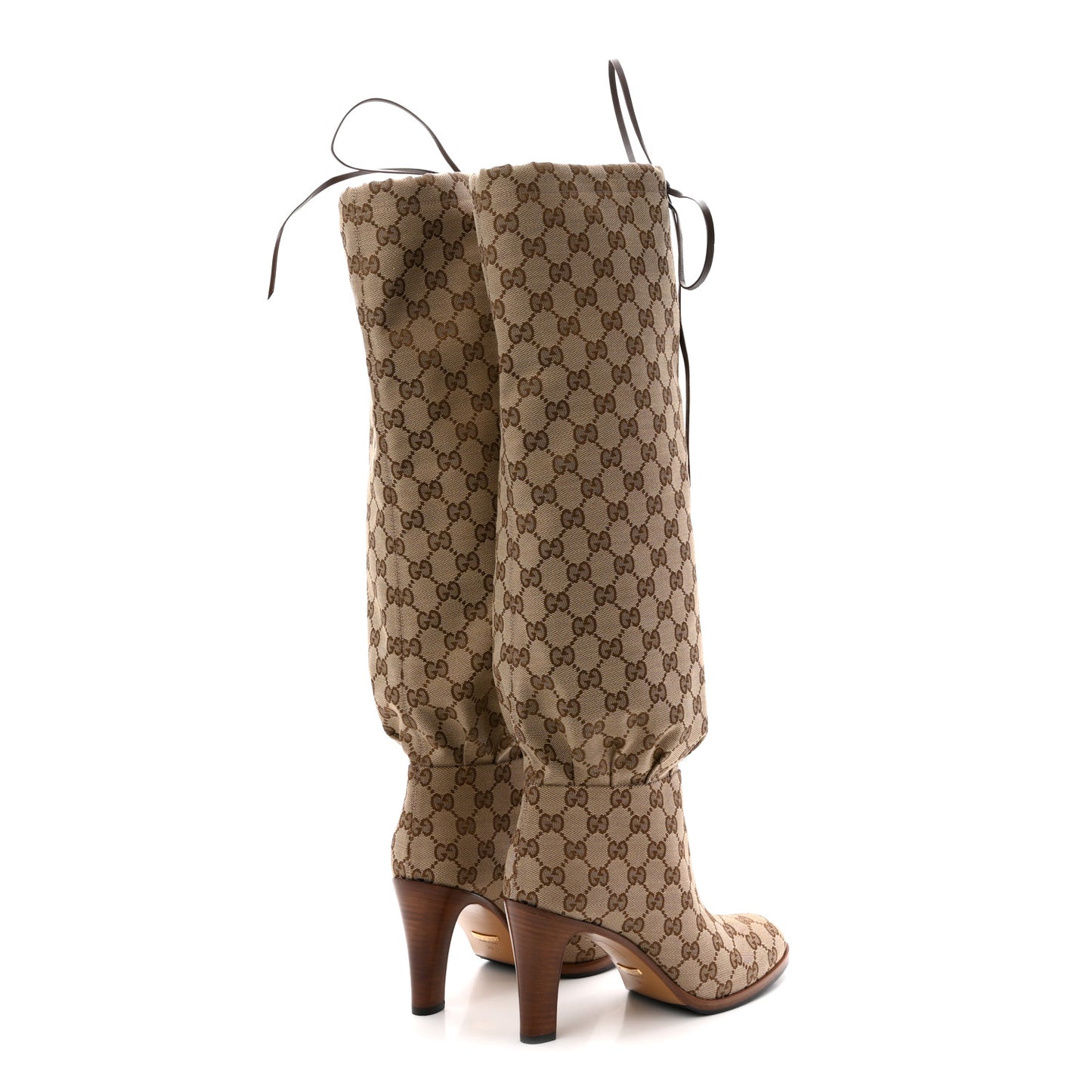 Monogram Over the Knee Boots 38.5 Beige Ebony