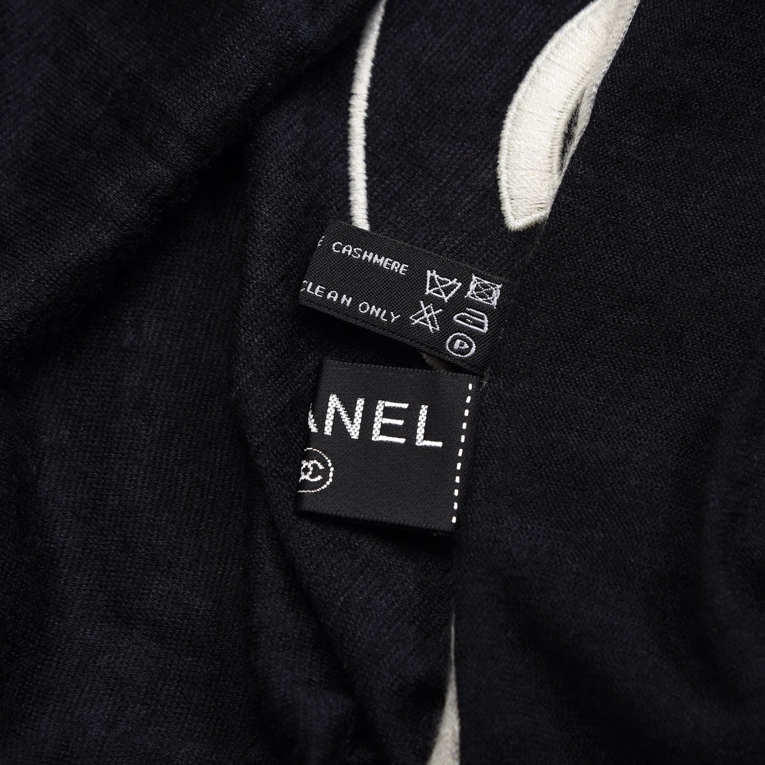 Chanel Cashmere Silk CC Scarf Black 9 of 10