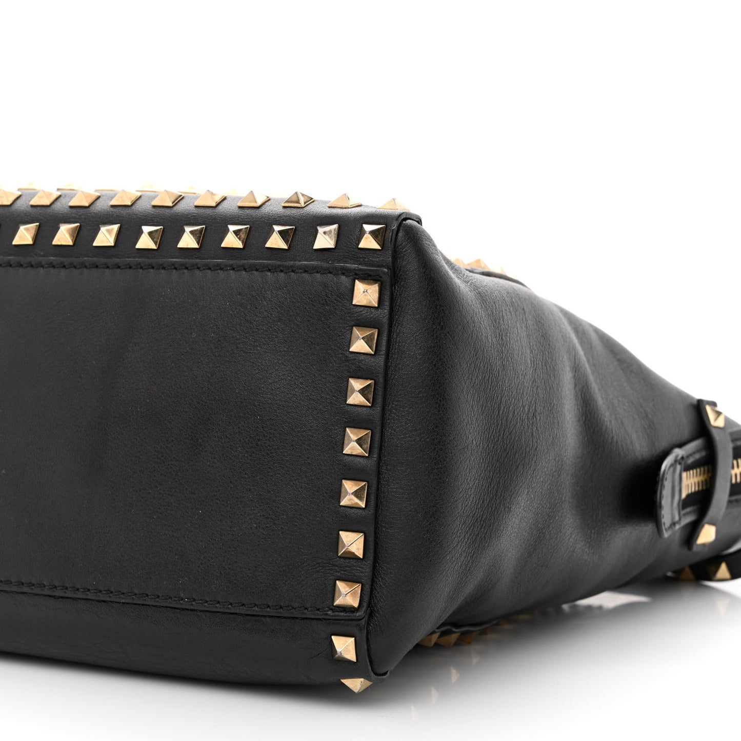 Calfskin Small Rockstud All Over Double Handle Tote Black