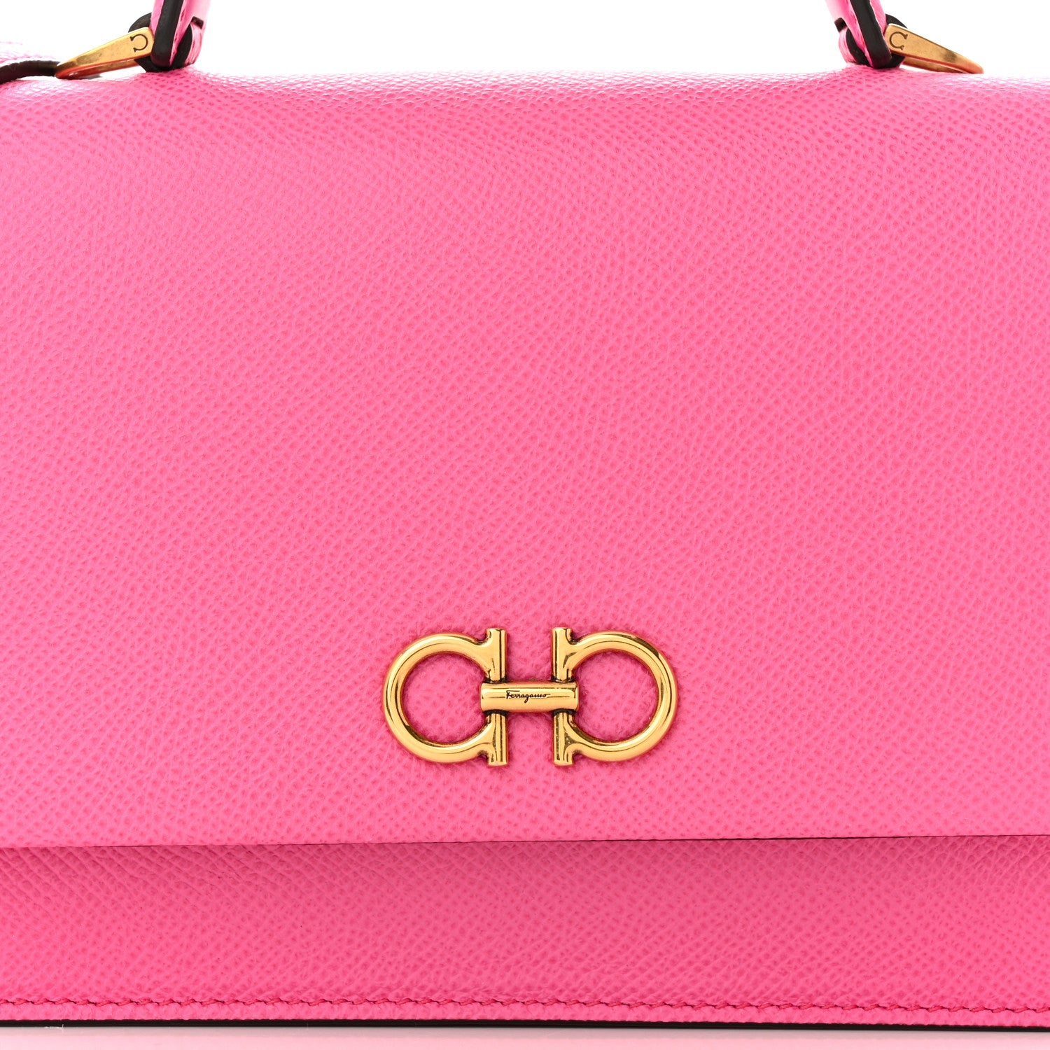 Salvatore Ferragamo Hammered Calfskin Gancini Minibag Pink 7 of 9