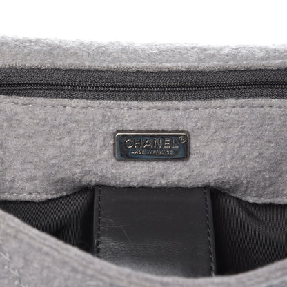 Chanel Felt Embroidered Small Crest Austrian Satchel Light Grey 6 of 9