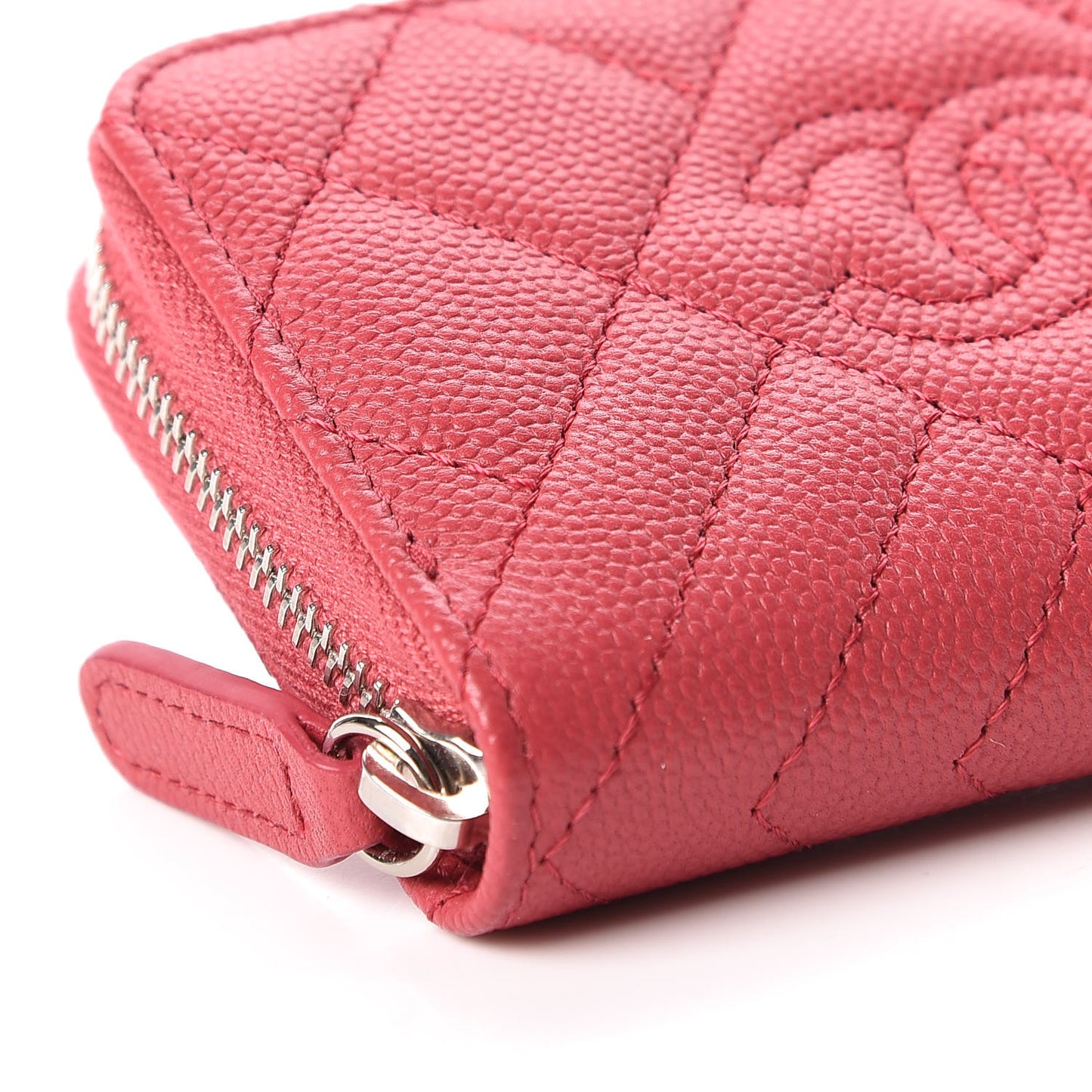 Caviar Quilted Diamond CC Duo Zip Coin Purse Pink