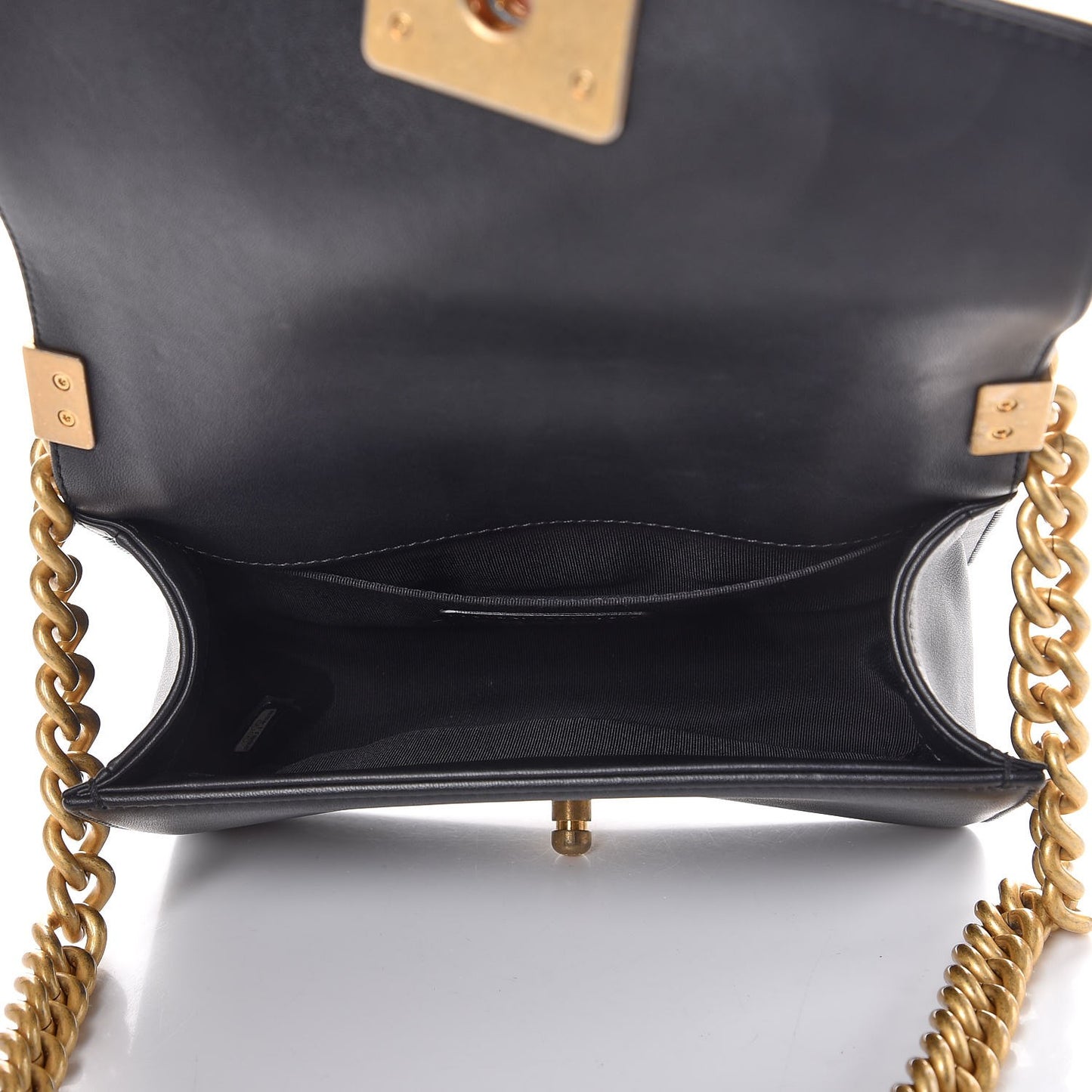 Calfskin Quilted Small Boy Flap Black