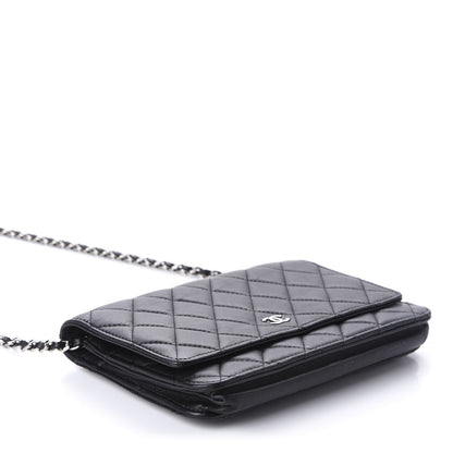Chanel Lambskin Quilted Wallet On Chain WOC Black 5 of 12