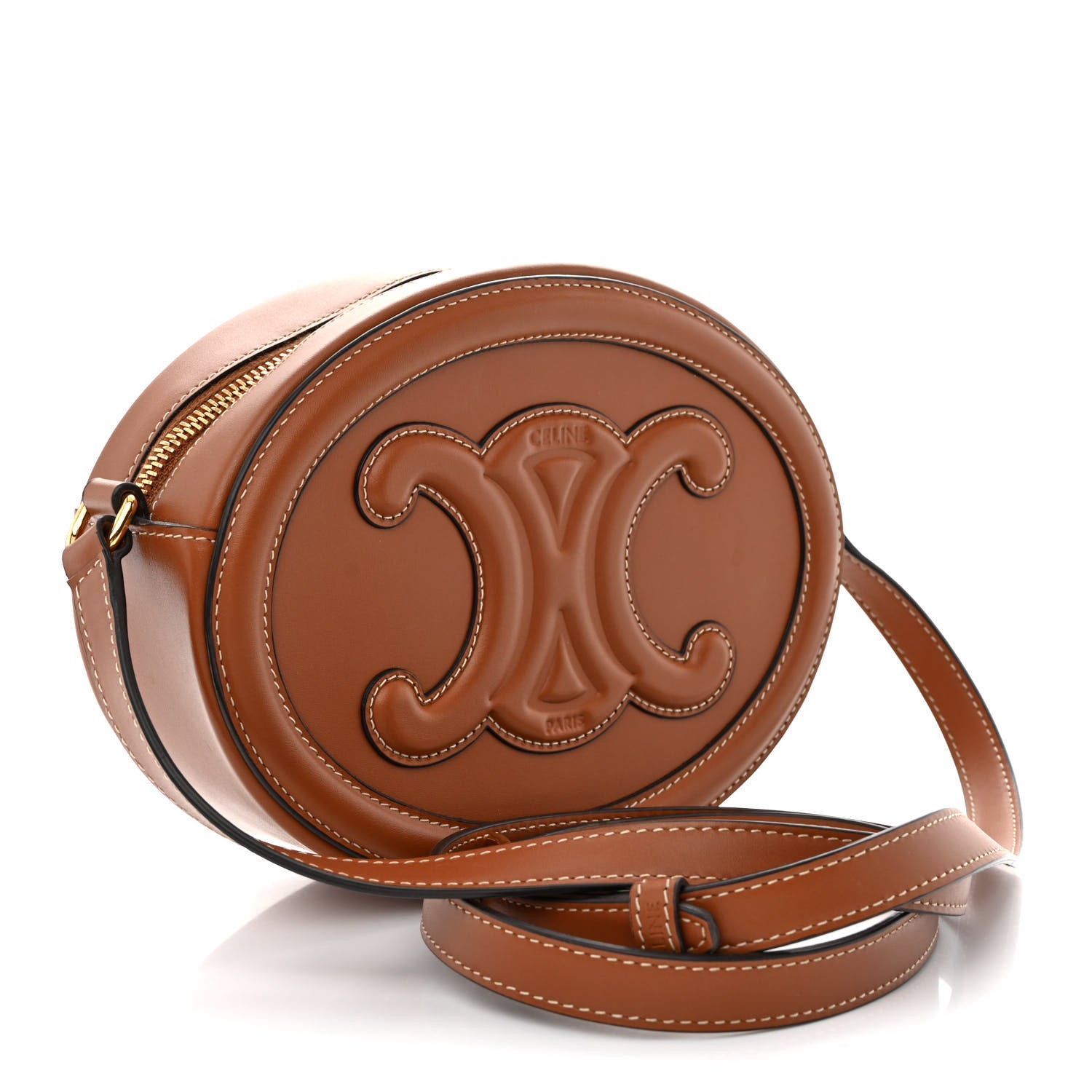 Celine Smooth Calfskin Cuir Triomphe Oval Bag Tan 3 of 10