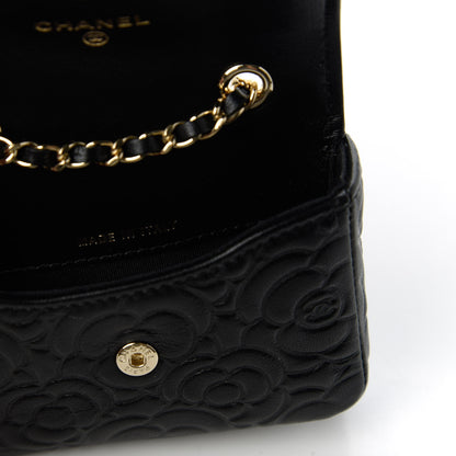 Chanel Caviar Camellia Embossed Chain Belt Bag Black 9 of 12