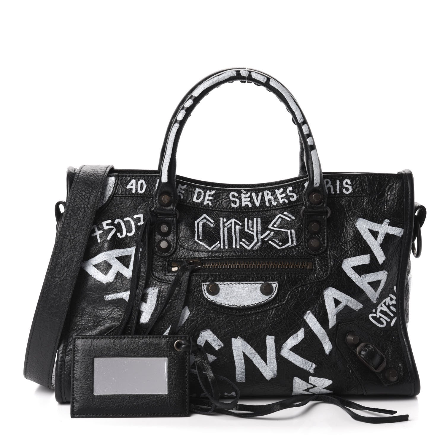 Balenciaga Agneau Classic Hardware Graffiti All Over S City Black 1 of 11