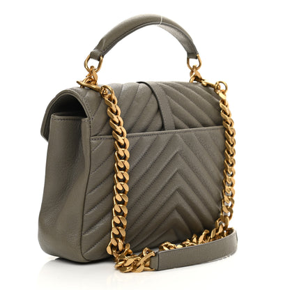 Saint Laurent Sheepskin Matelasse Chevron Monogram Medium College Bag Seaweed 2 of 10