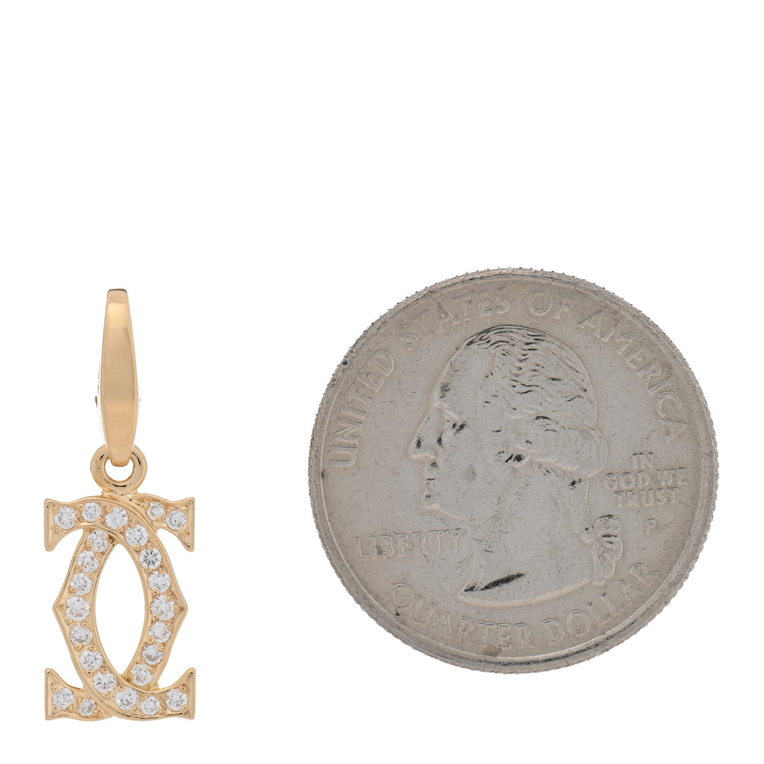 Cartier 18K Yellow Gold Diamond Logo Charm 2 of 3