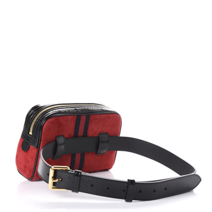 Gucci Suede Small Ophidia Belt Bag 85 34 Hibiscus Red 2 of 9
