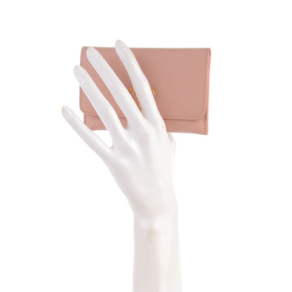 Prada Saffiano Metal Flap Card Holder Orchidea 2 of 7