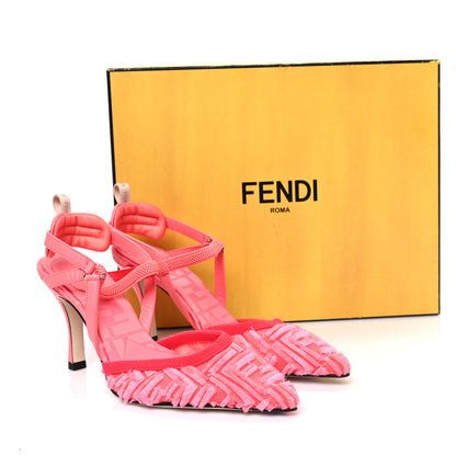 Fendi Mesh FF Fray Colibri Lite 85mm Slingback Pumps 36.5 Kissed 10 of 10