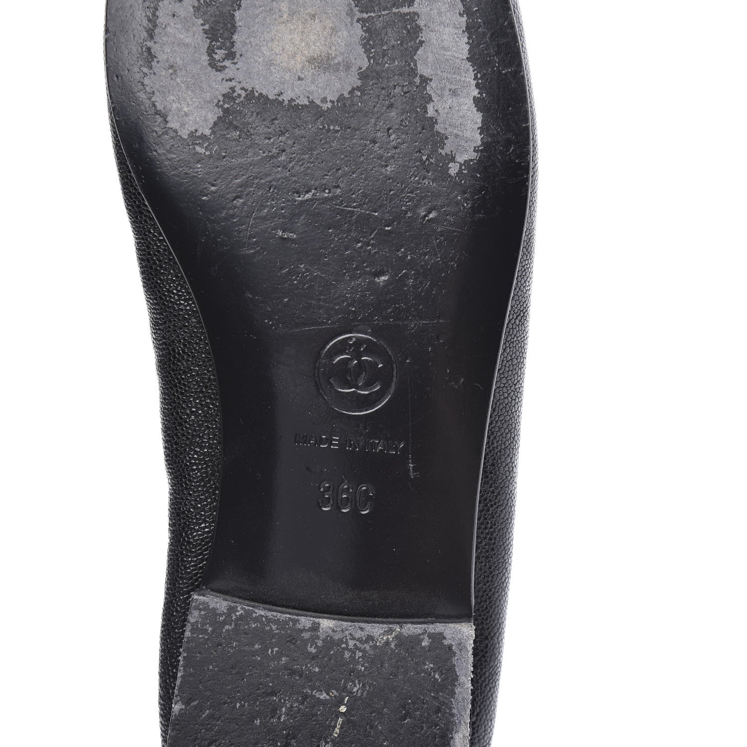 Chanel Caviar CC Cap Toe Ballerina Flats 36 Black 6 of 11