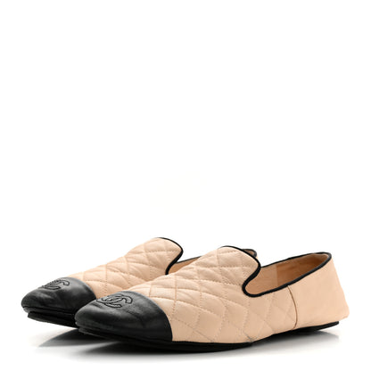 Chanel Lambskin Quilted Cap Toe Slipper With Pouch 39 Beige Black 4 of 12