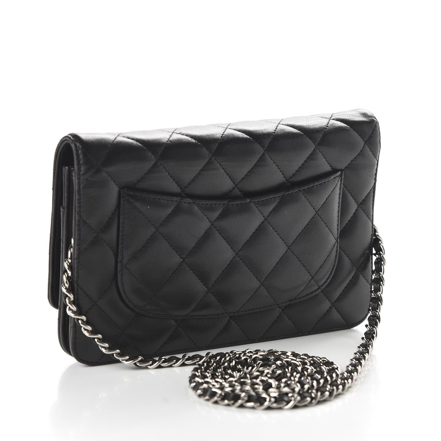Chanel Lambskin Quilted Wallet On Chain WOC Black 2 of 12