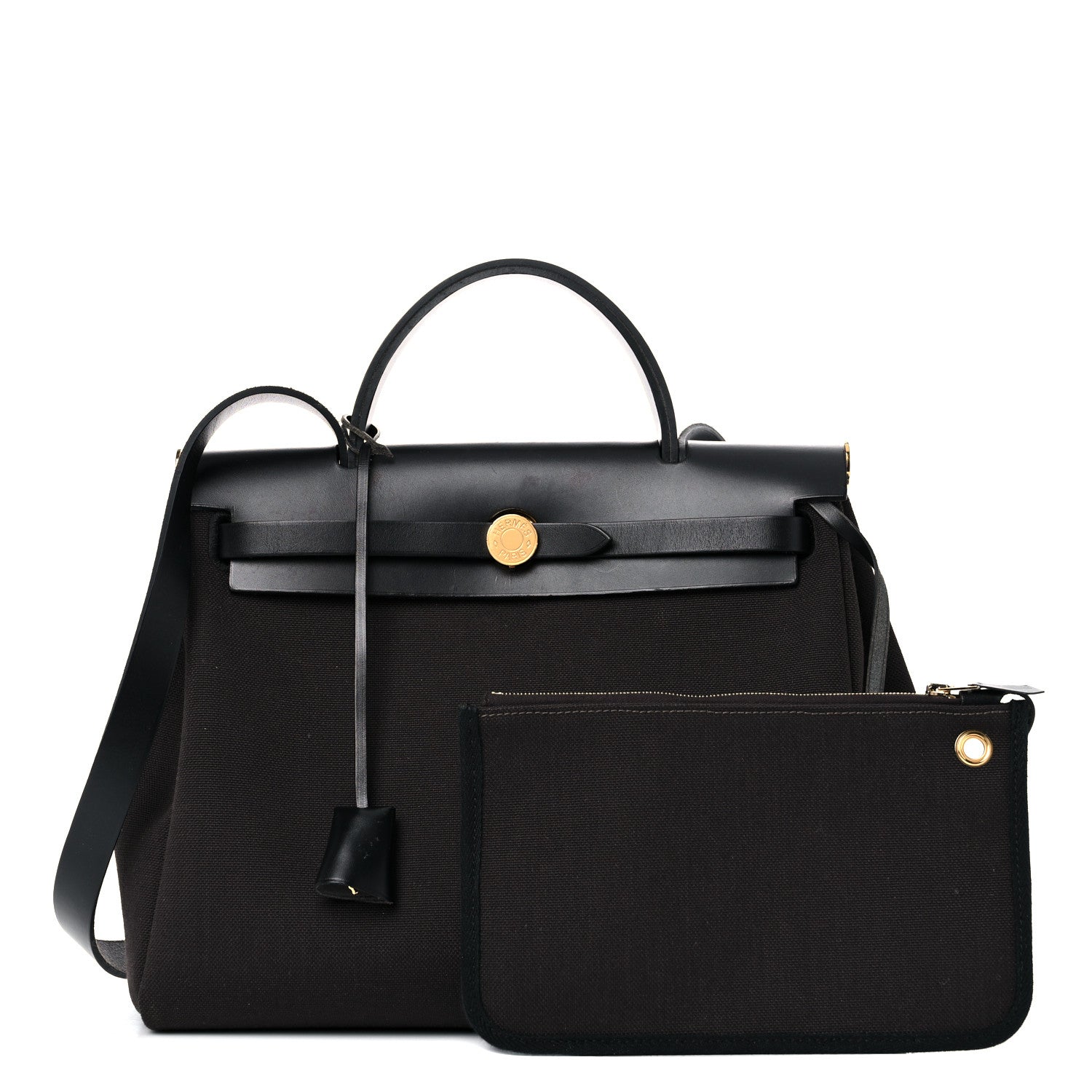 Hermes Military Toile Vache Hunter Herbag Zip PM 31 Black 1 of 17