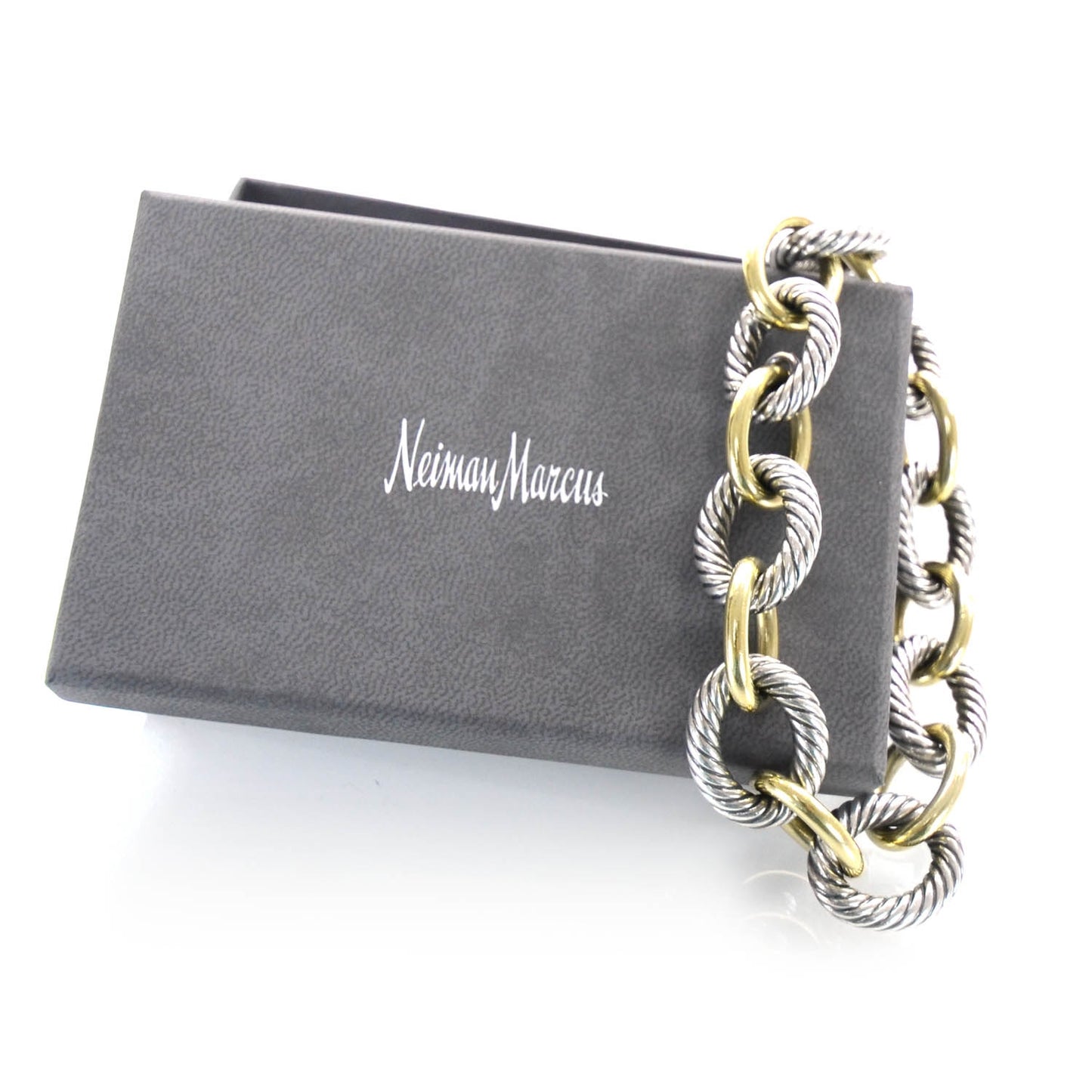 Sterling Silver 18K Yellow Gold 17mm Extra Large Oval Link Bracelet