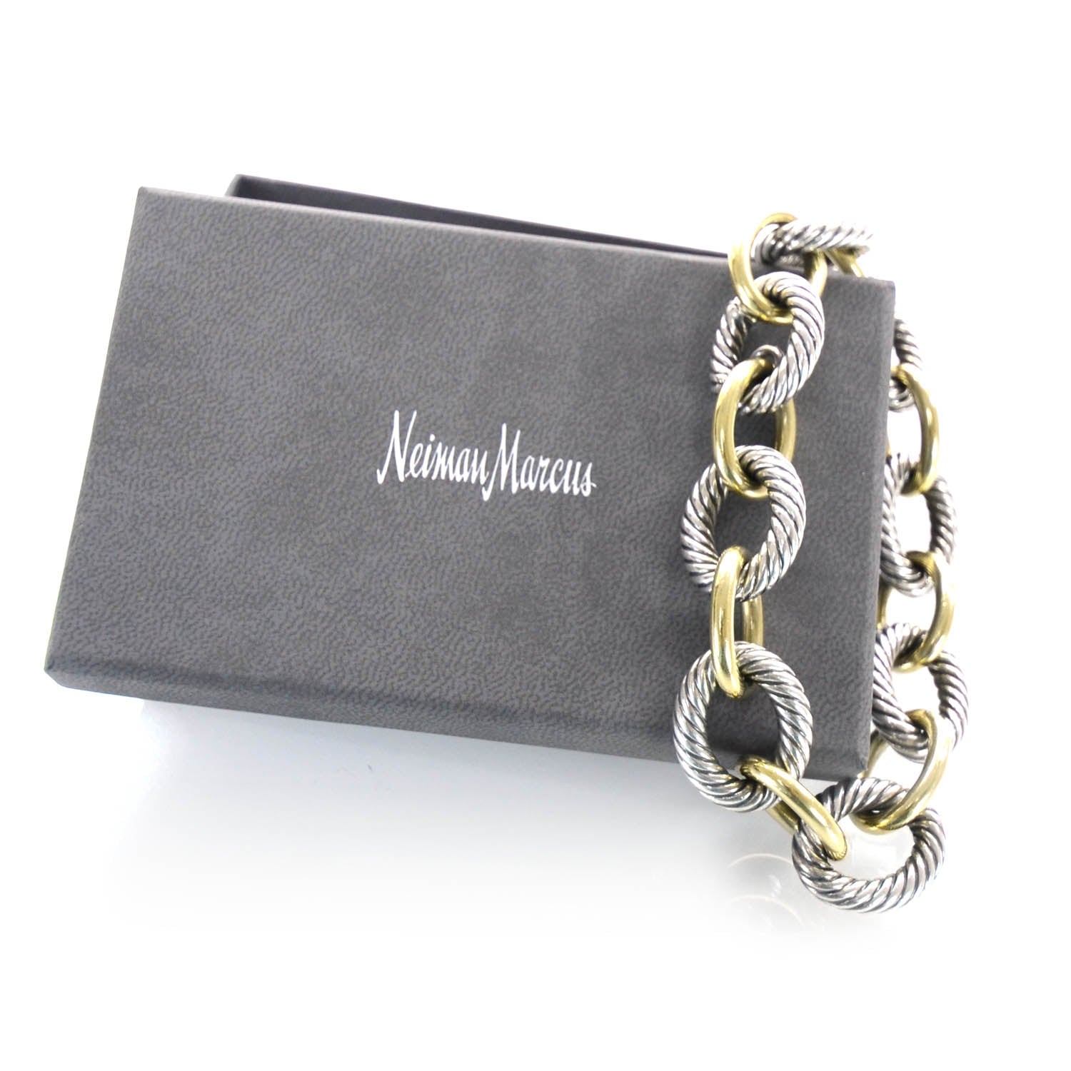 David Yurman Sterling Silver 18K Yellow Gold 17mm Extra Large Oval Link Bracelet 4 of 4