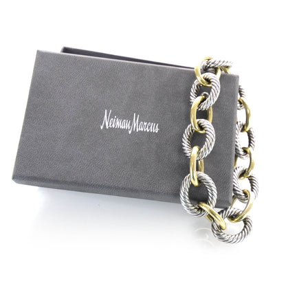 David Yurman Sterling Silver 18K Yellow Gold 17mm Extra Large Oval Link Bracelet 4 of 4