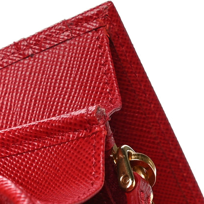 Prada Saffiano Bi-Color Metal Continental Flap Wallet Fuoco Papaya 14 of 17