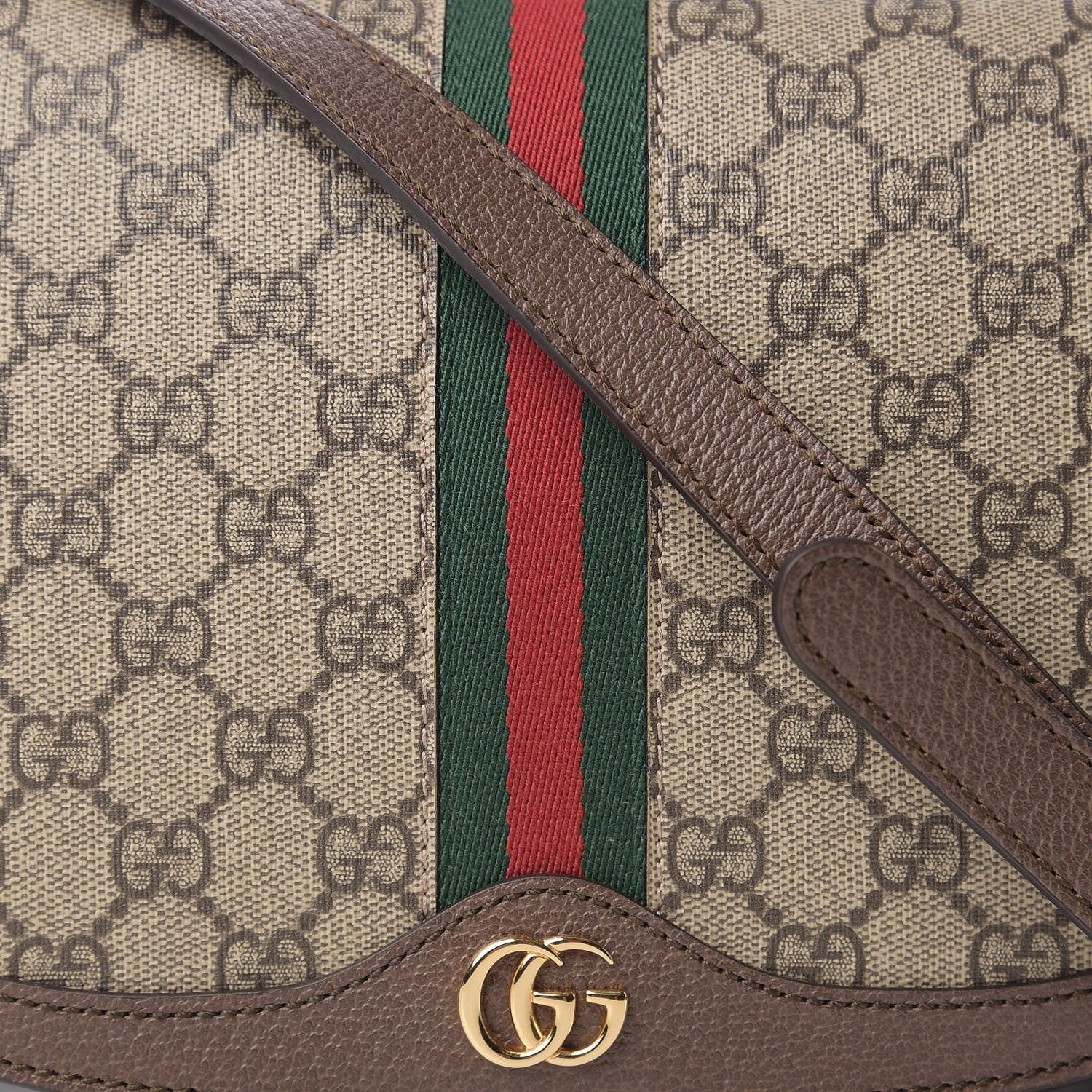 Gucci GG Supreme Monogram Web Small Ophidia Flap Messenger Bag Brown 10 of 10