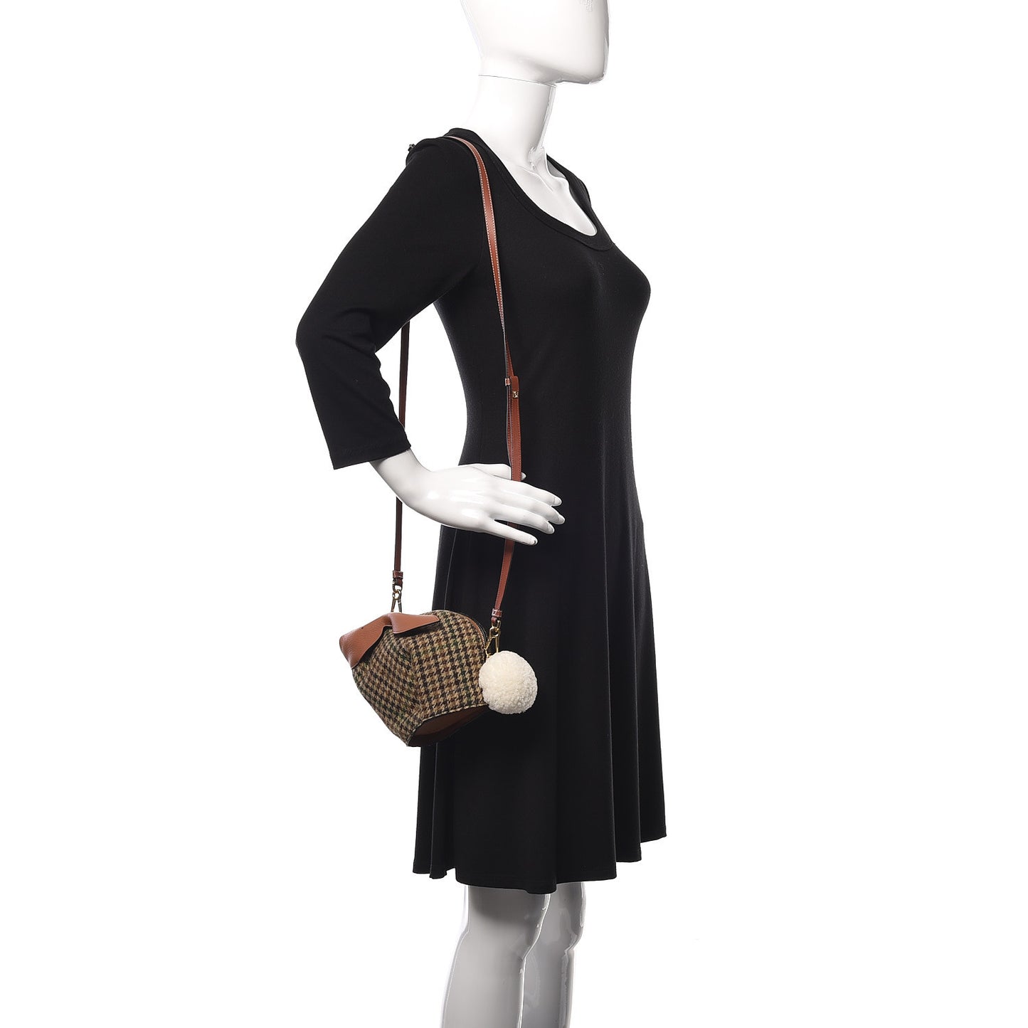 Tweed Mini Bunny Crossbody Bag Cypress Tan