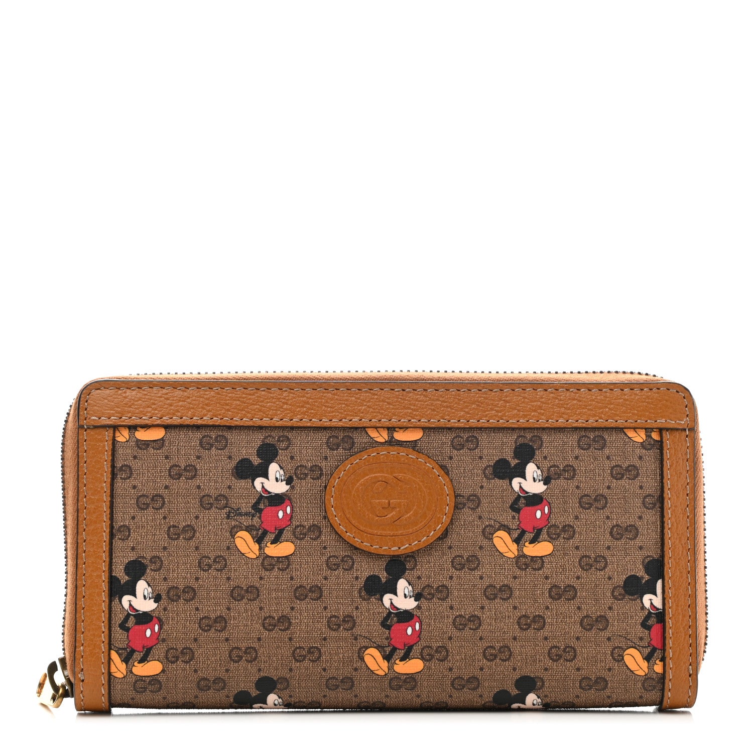 Gucci X DISNEY Mini Vintage GG Supreme Monogram Mickey Mouse Zip Around Wallet Beige Vintage Sun Oil 1 of 7