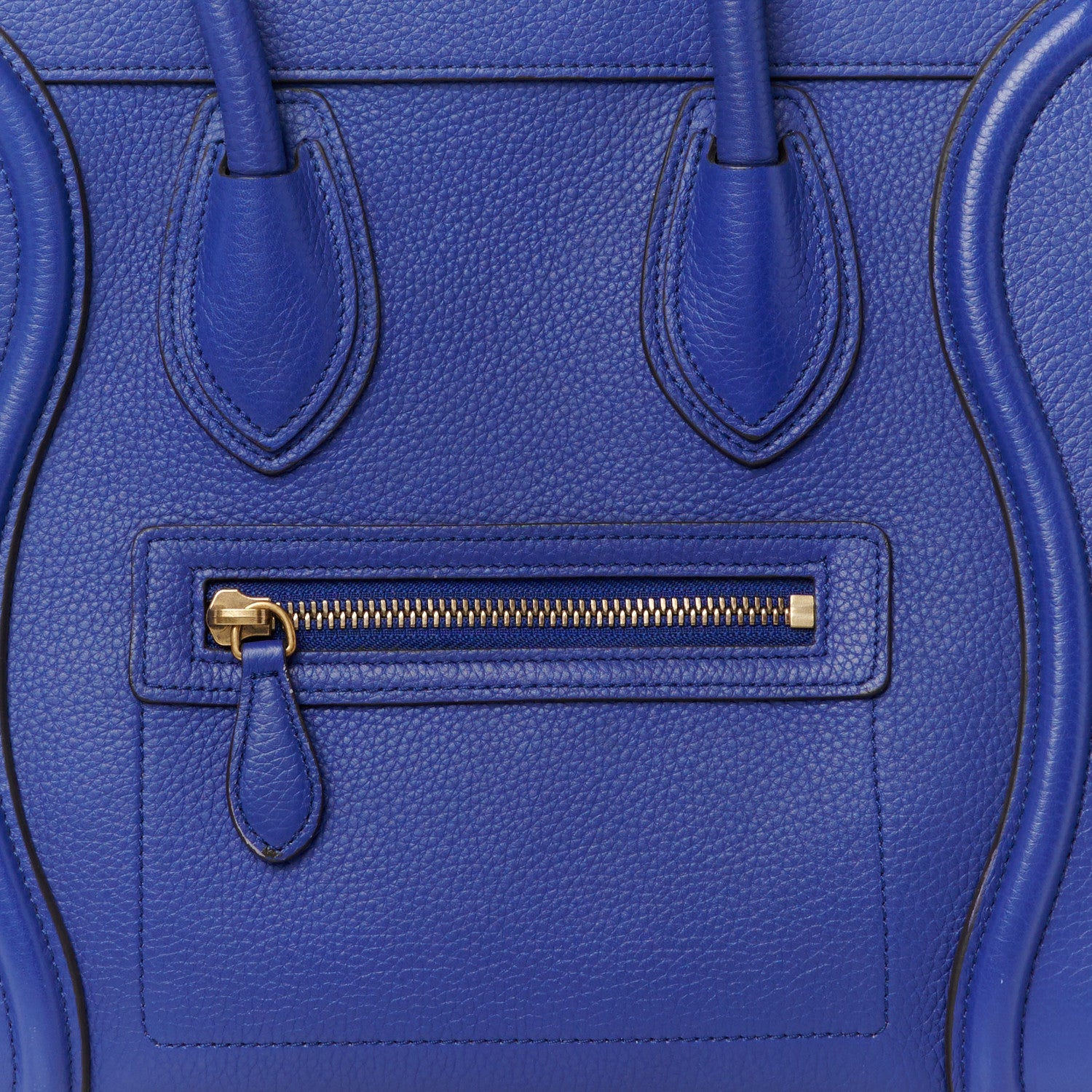 Celine Drummed Calfskin Micro Luggage Indigo 8 of 11