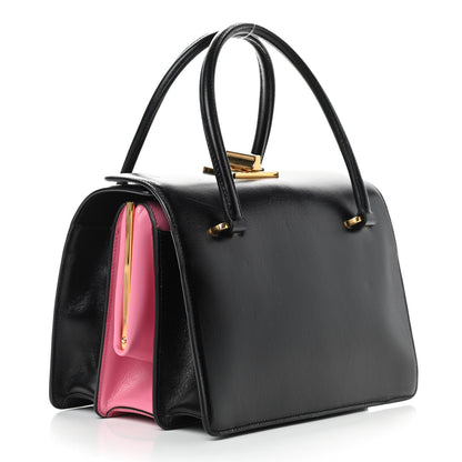 Prada Box Calfskin Bi-Color Shoulder Bag Black Begonia 3 of 9