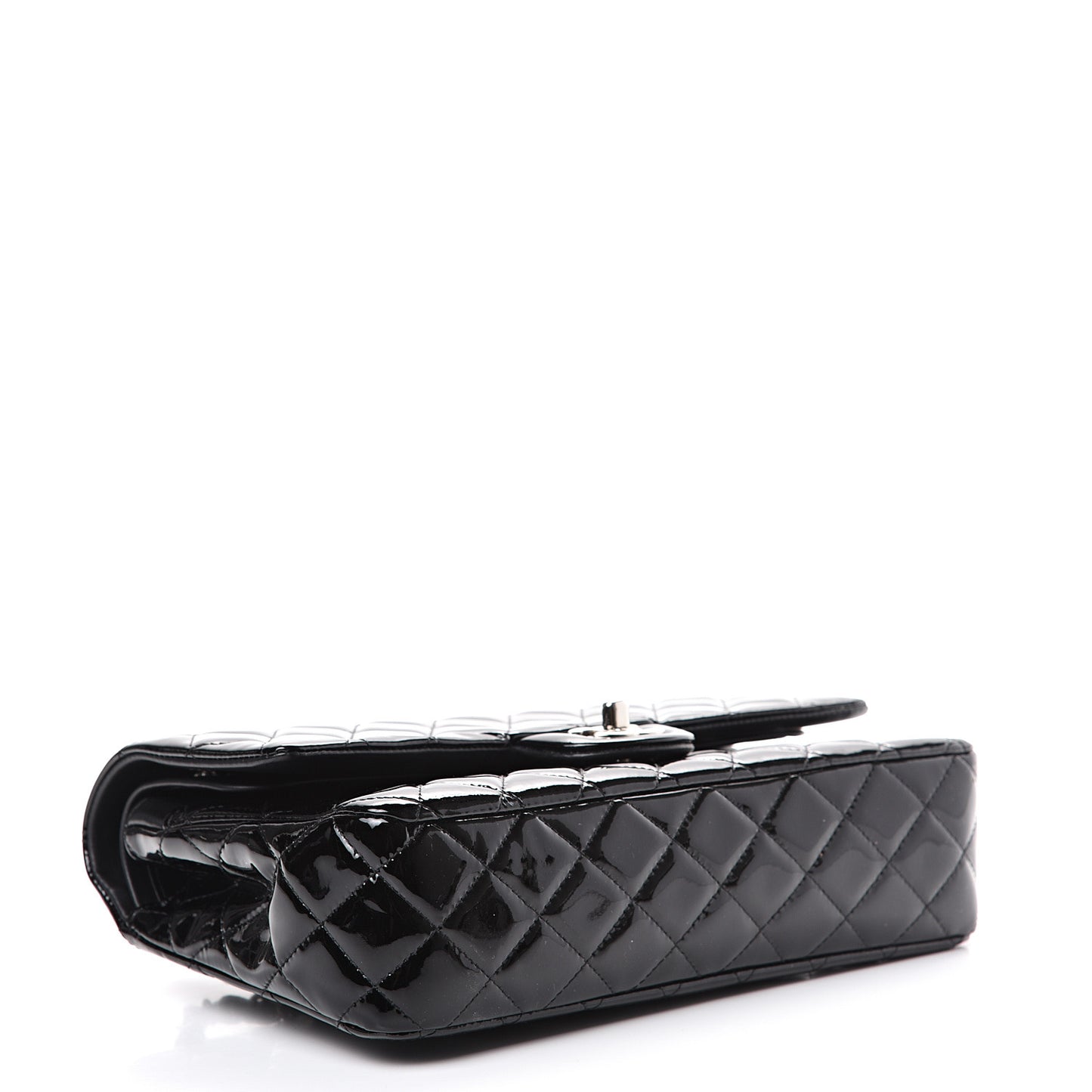 Patent Quilted Medium Double Flap Black