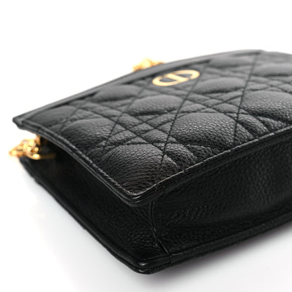 Christian Dior Calfskin Cannage Caro Zipped Pouch With Chain Black 8 of 9