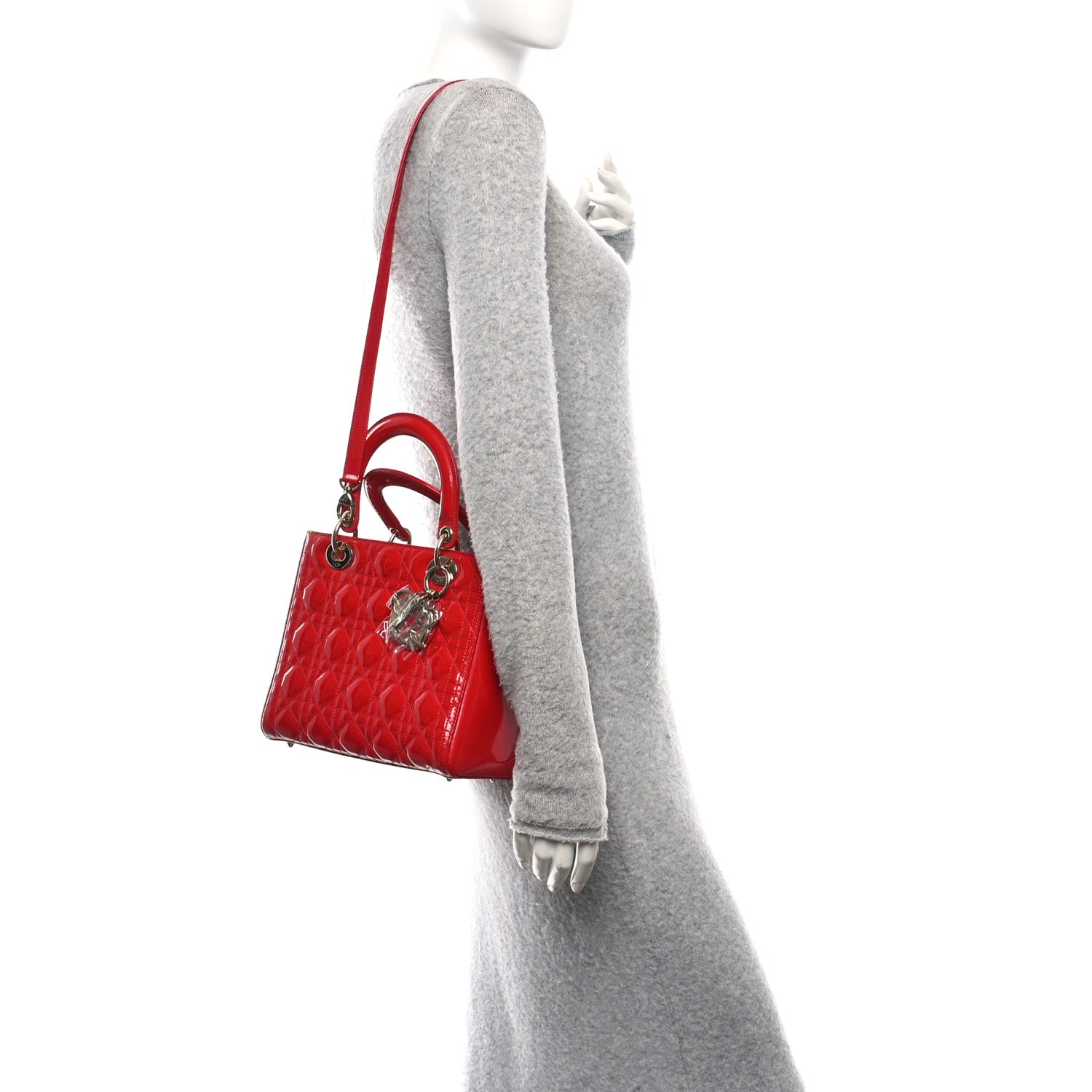 Christian Dior Patent Cannage Medium Lady Dior Red 2 of 15