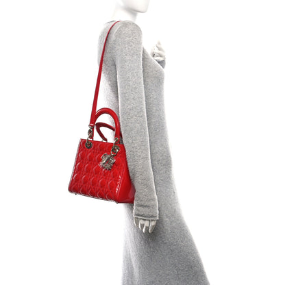 Christian Dior Patent Cannage Medium Lady Dior Red 2 of 15