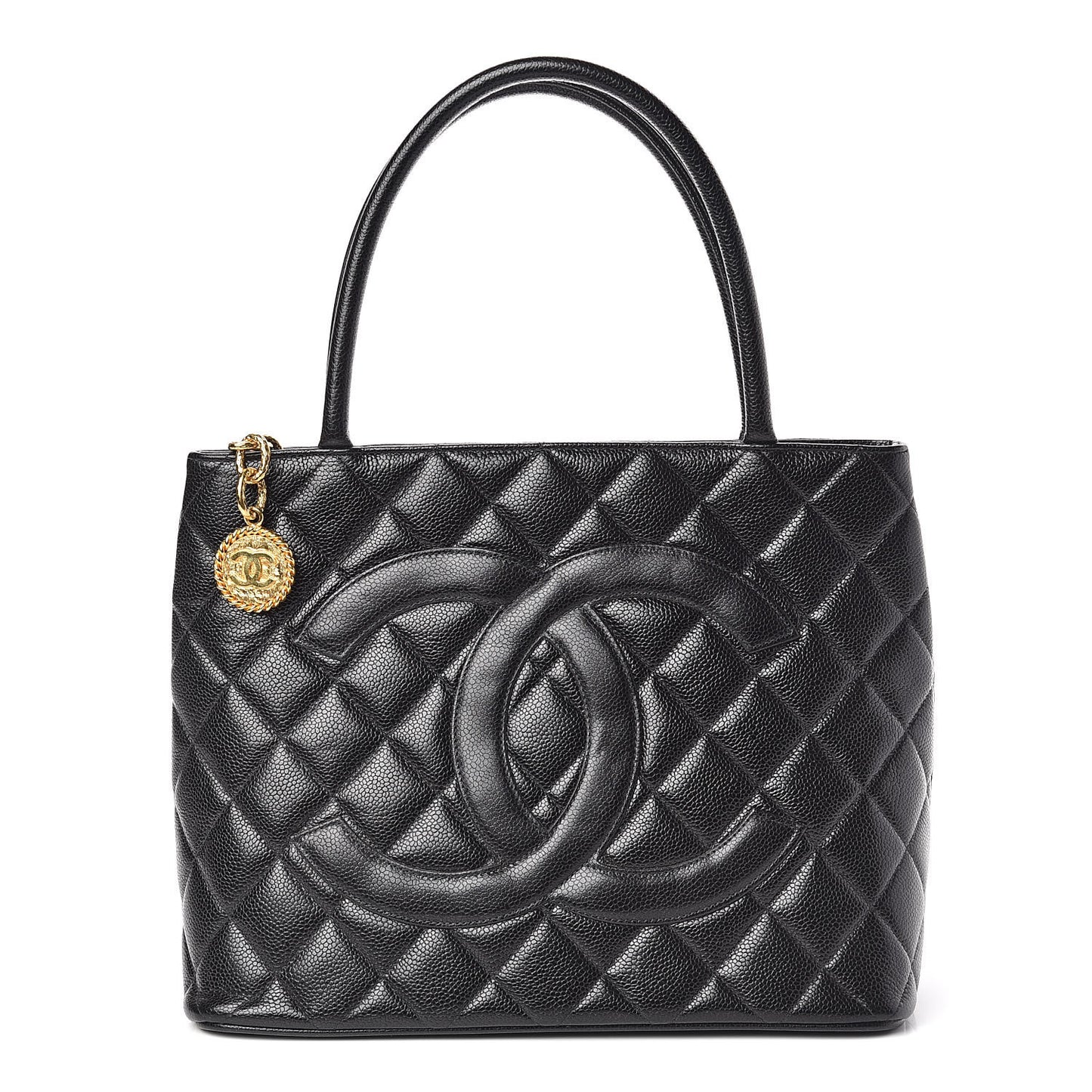Caviar Quilted Medallion Tote Black