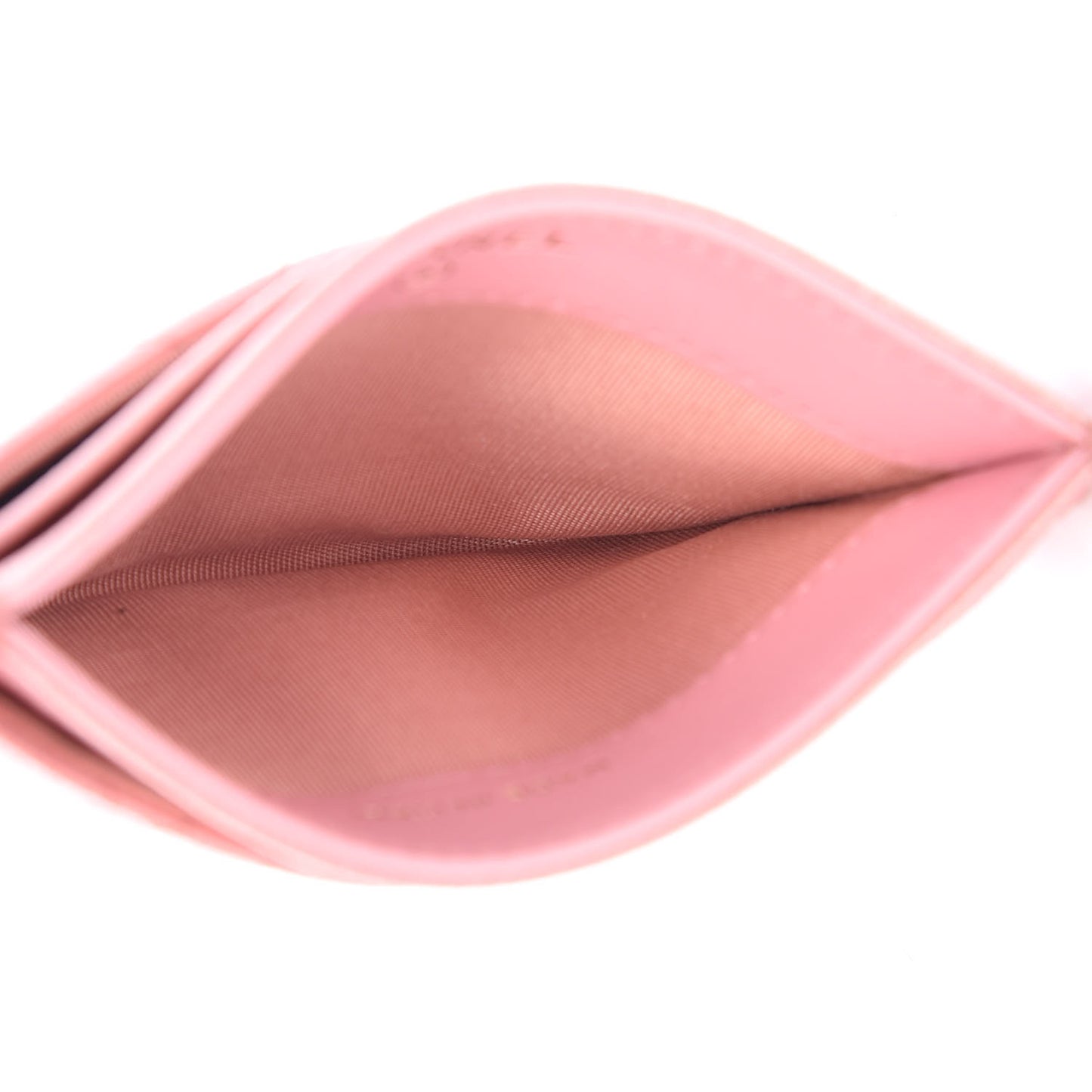 Iridescent Caviar Quilted Card Holder Rose Pink