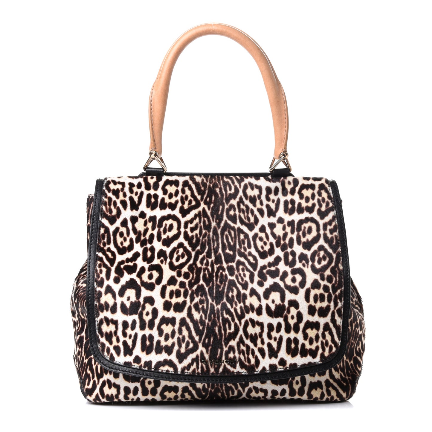 Calf Hair Calfskin Leopard Print Mirte Saddle Bag Black