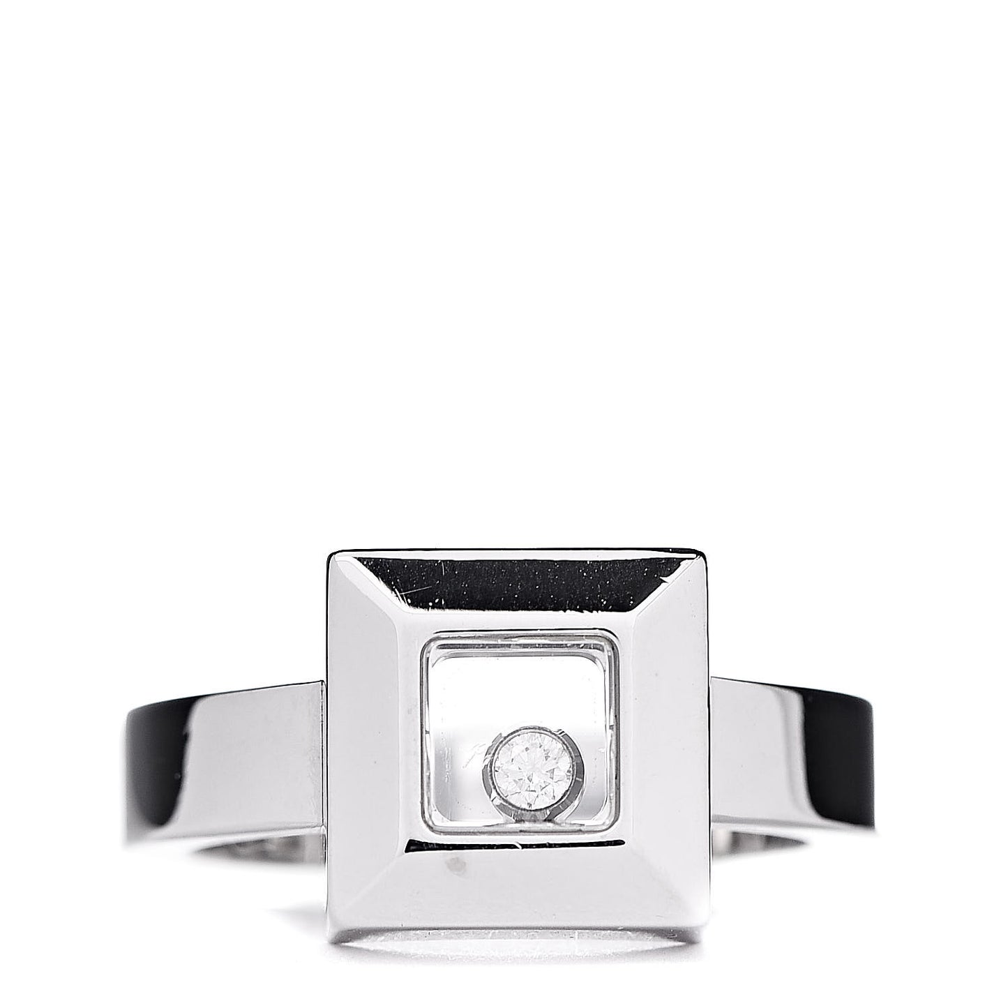 18K White Gold Diamond Happy Diamond Square Ring 52 6