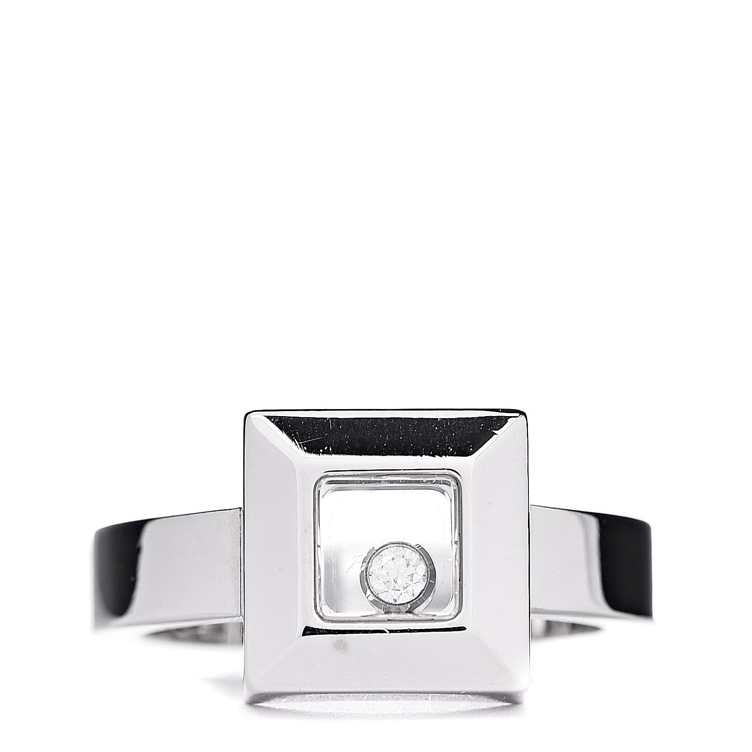 Chopard 18K White Gold Diamond Happy Diamond Square Ring 52 6 1 of 4