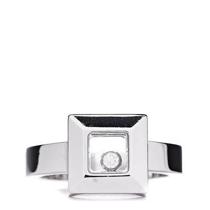 Chopard 18K White Gold Diamond Happy Diamond Square Ring 52 6 1 of 4