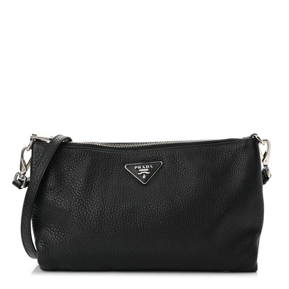 Prada Vitello Daino Zippered Crossbody Bag Black 1 of 9