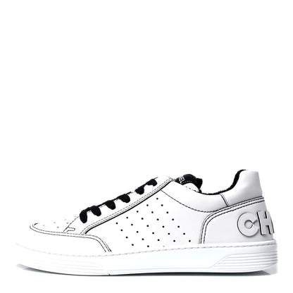 Chanel Calfskin Womens Logo Sneakers 40 White Black 1 of 6